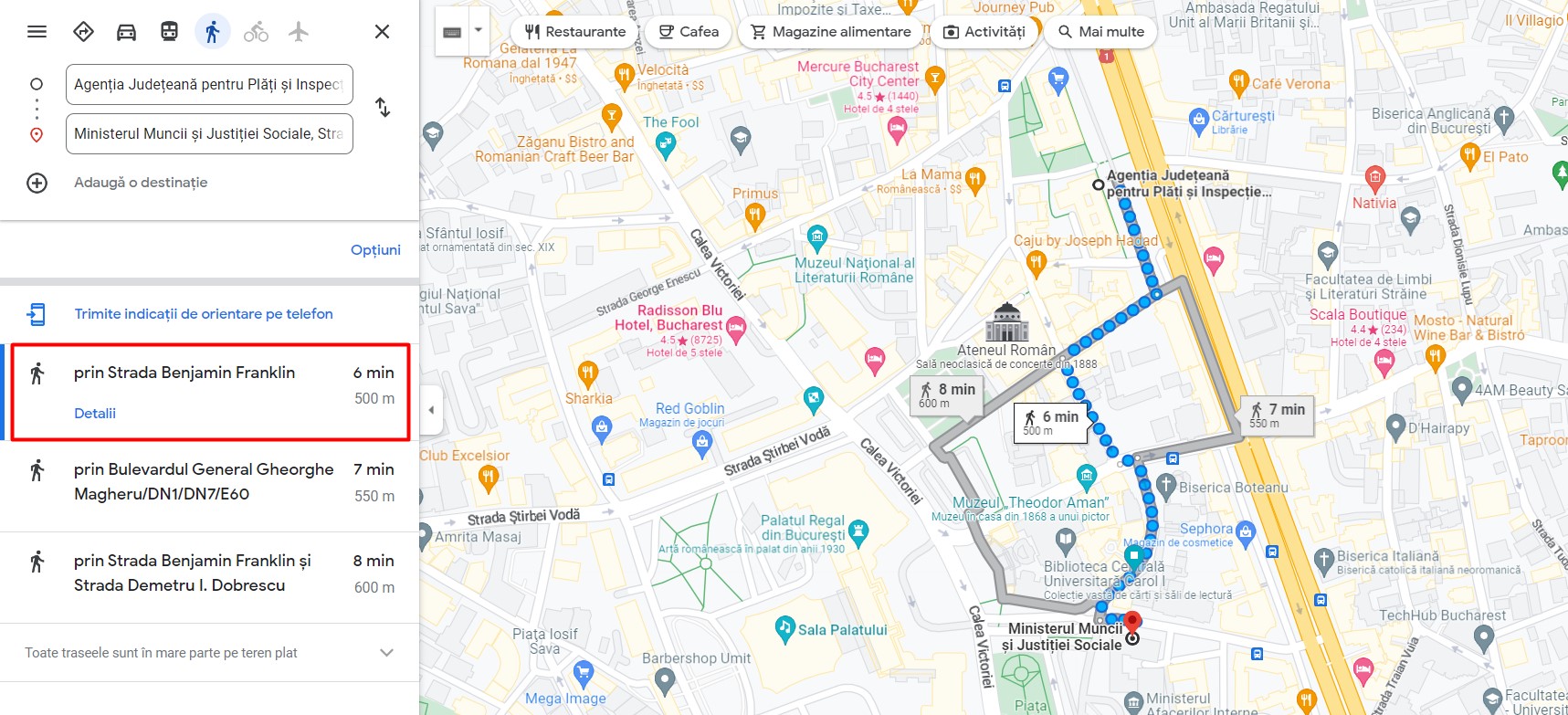 Distanța de la Ministerul Muncii la AJPIS Ilfov, potrivit Google Maps